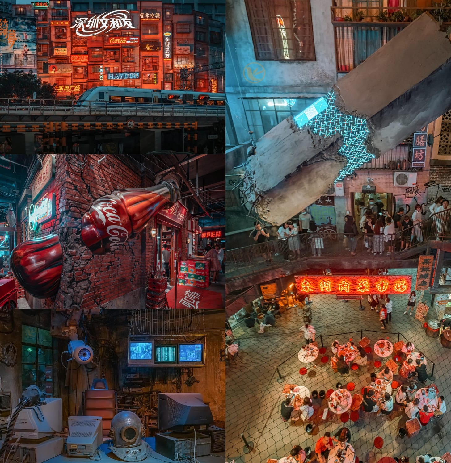 Shenzhen Wenheyou, a decorated, retro sci/fi themed food court, Shenzhen