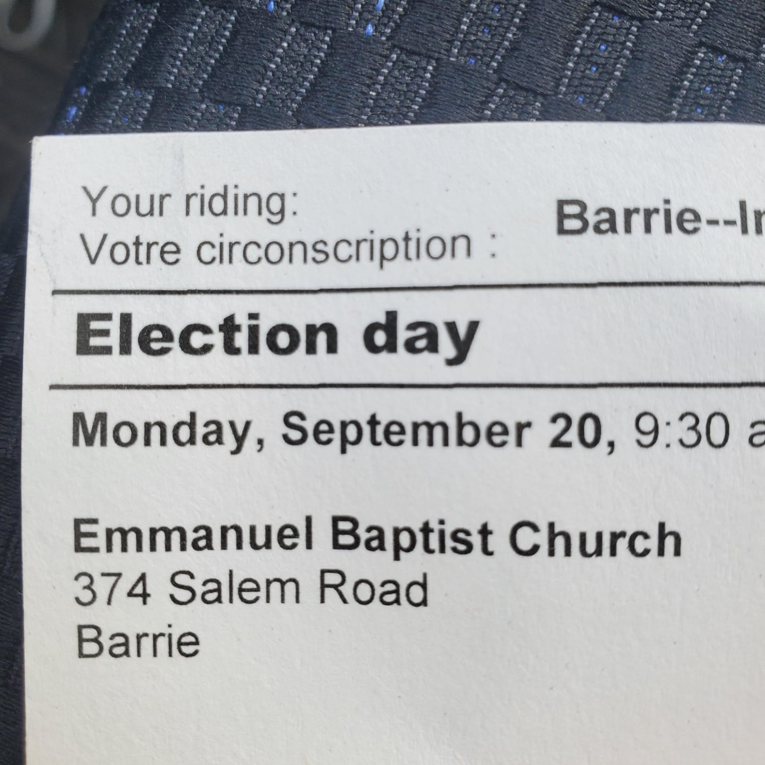 Heading out to vote, just noticed that my voting station is in a Baptist church on Salem Rd...what could possibly go wrong? 🤷‍♂️🔮lol (Canada)
