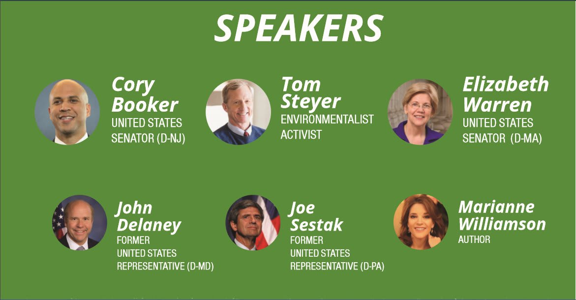 Today @ 6pm, @NWF joins w/ partners for the 1st Presidential Forum on Environmental Justice. Candidates @ewarren @CoryBooker @TomSteyer @marwilliamson @JohnDelaney @JoeSestak will share their visions for aiding frontline climate communities.