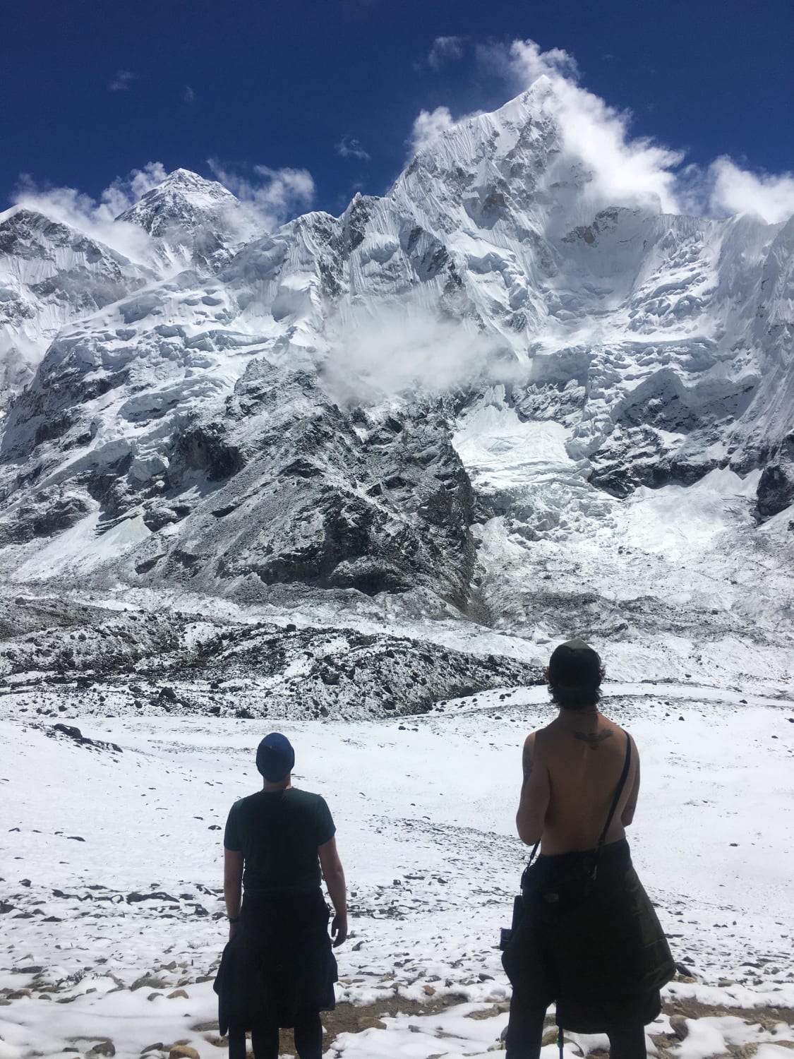 Backpacking to the Himalayas- Overlooking the Mount Everest.