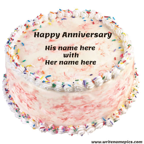 Mix Free Happy Anniversary Cake With Name Edit