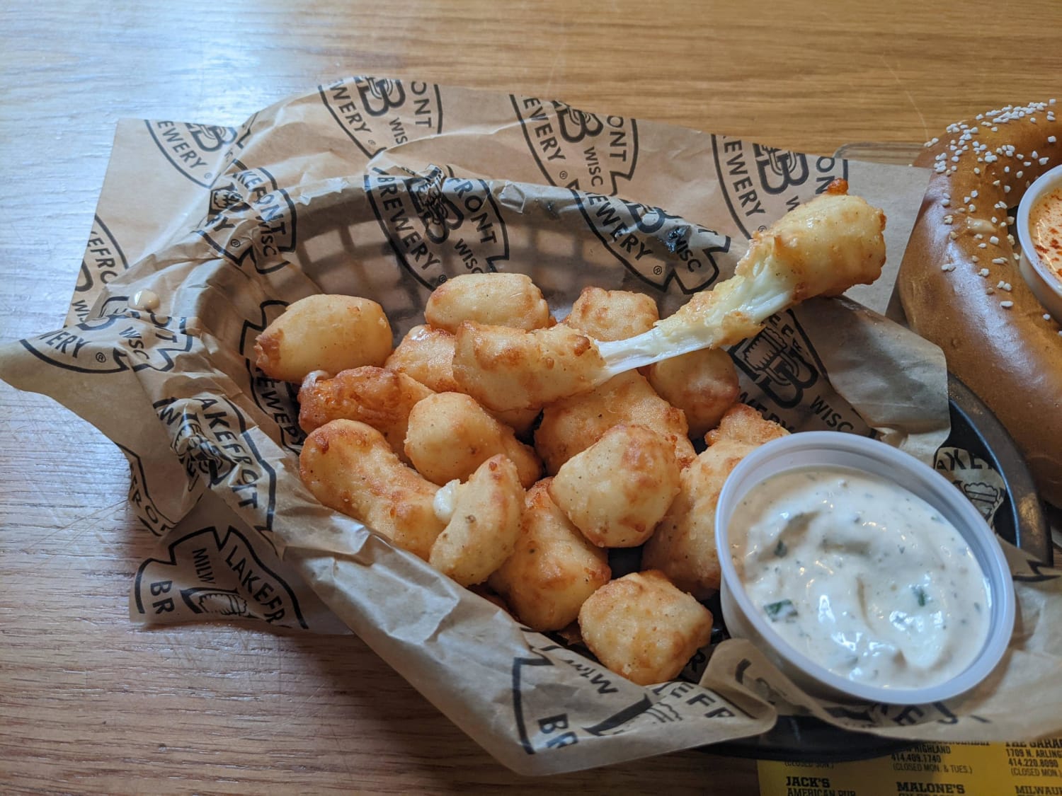 First time trying Wisconsin's famous cheese curds - Lakefront Brewery in Milwaukee, WI