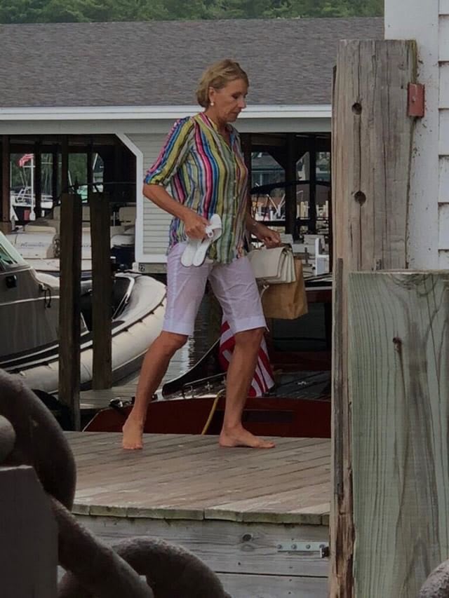 Secretary of Education Betsy Devos after falling off of her yacht, supposedly rather drunk.