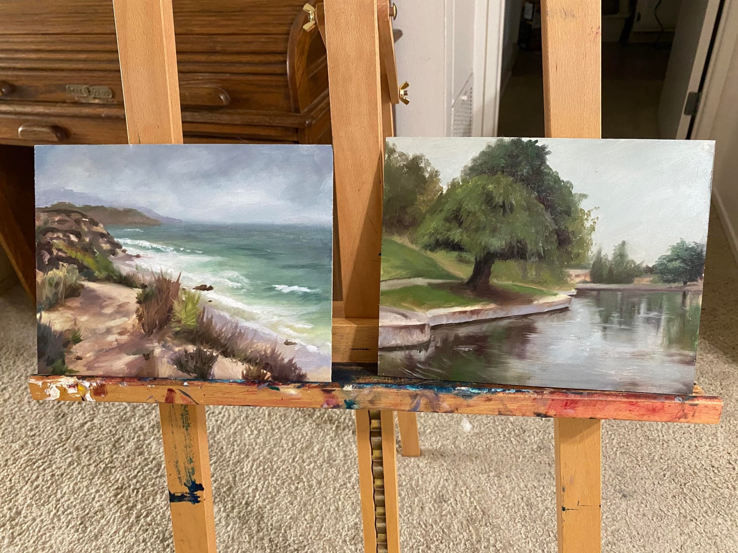 A couple plein air paintings from this week, by me :)