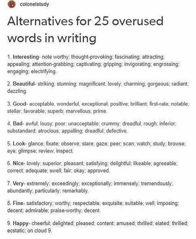 Alternatives for some overused words.