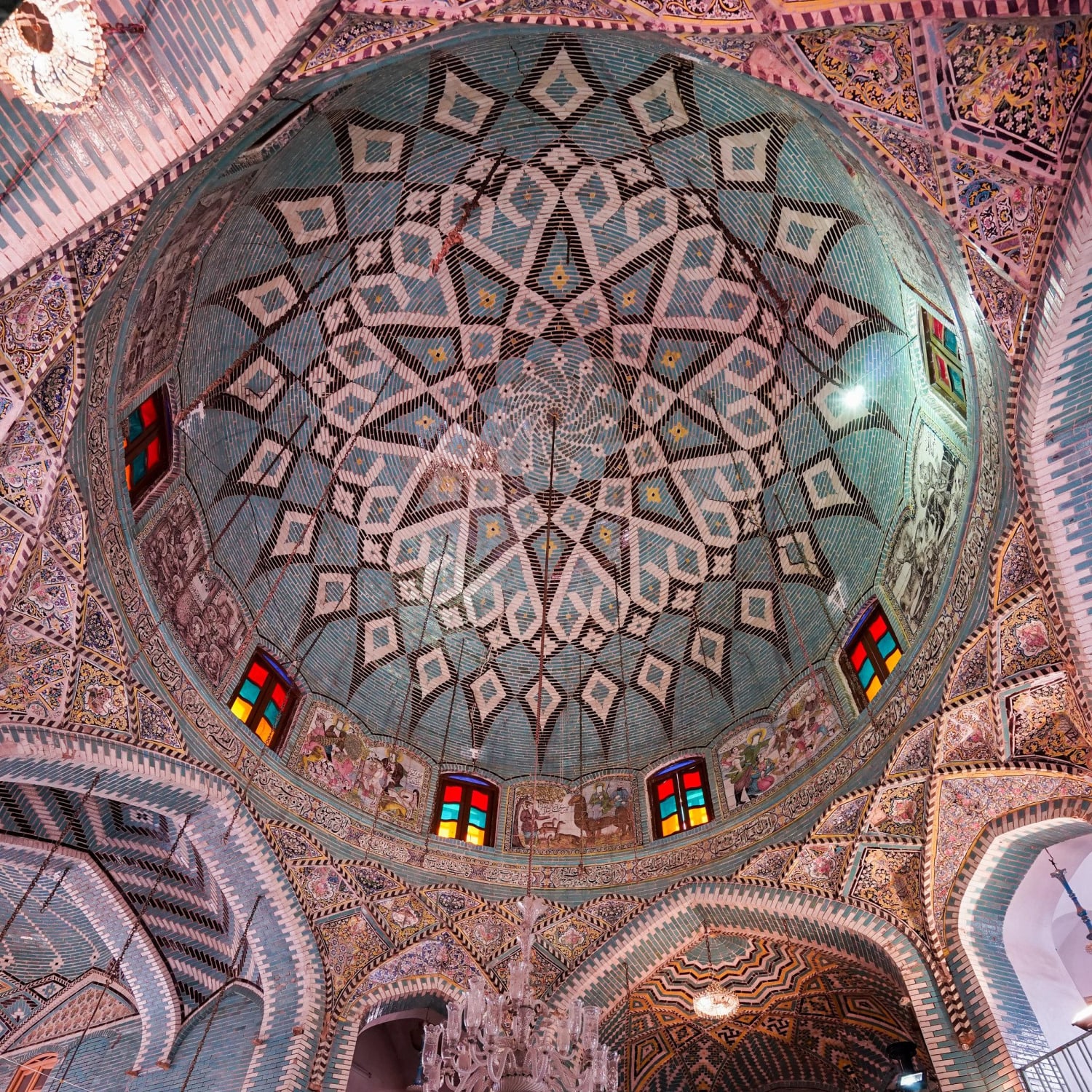 Tekyeh Moaven al-Molk, Kirmaşan (Kermanshah), Eastern-Kurdistan/North-Western Iran. This religious building consists of tens of thousands of unique, hand-painted tiles. It is the only Islamic building where depictions of humans are extensively used. More pics & info in comments!
