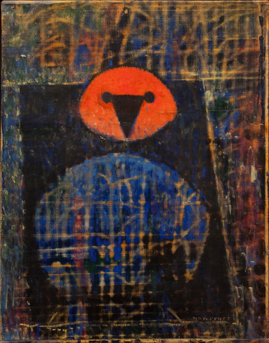 Max Ernst, ‘Sans titre’ (1958), an oil and scratching painting via Paris-based Galerie Hopkins | Galleries 2019