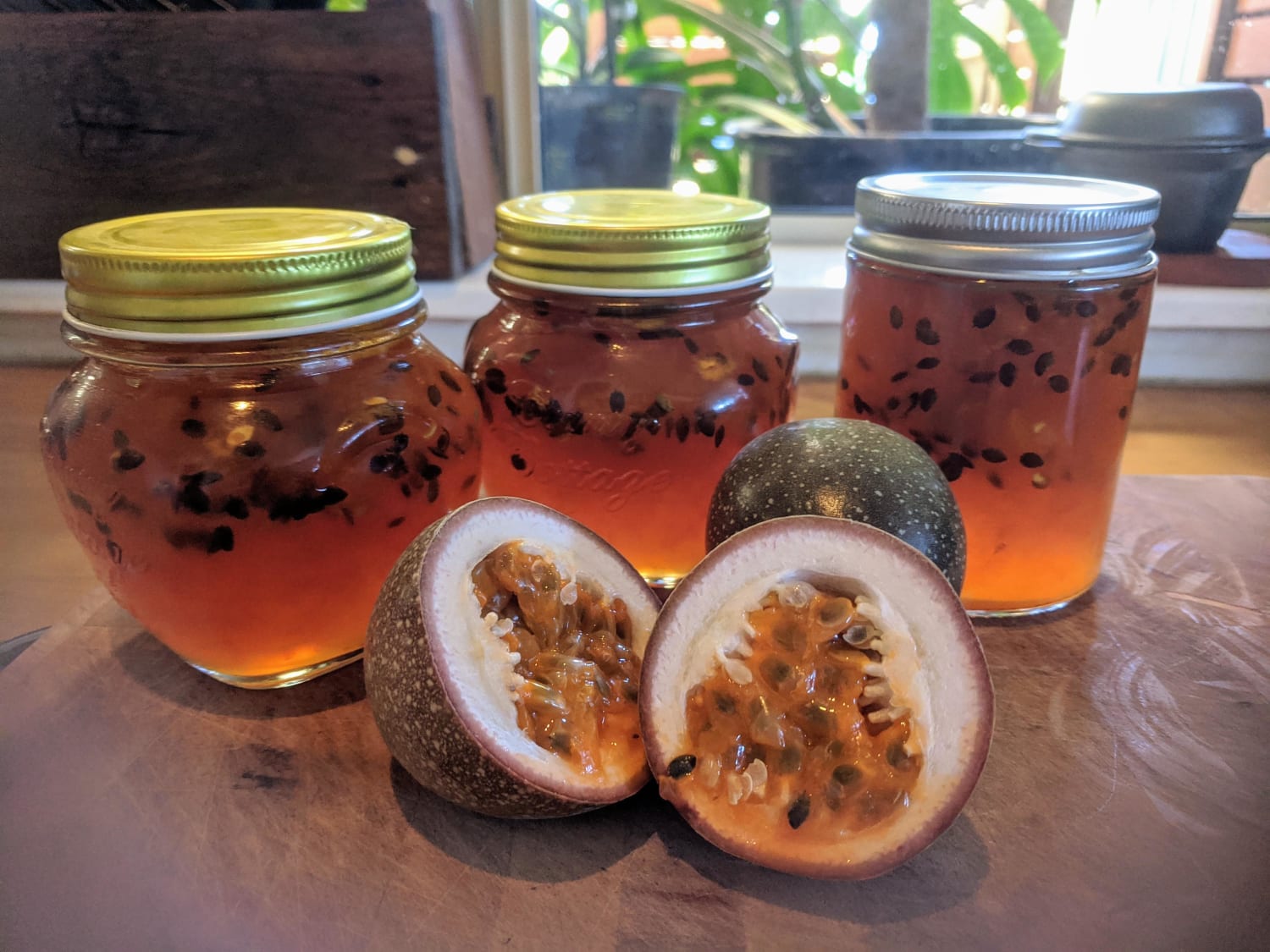 Sunshine in a jar, my first try at passion fruit jam.