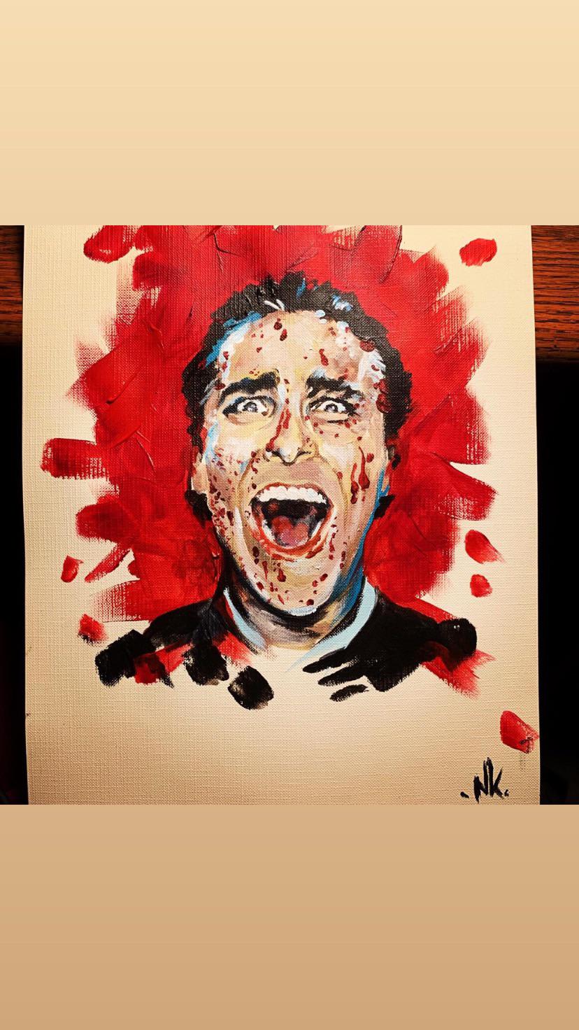 Trying canvas paper! American Psycho portrait