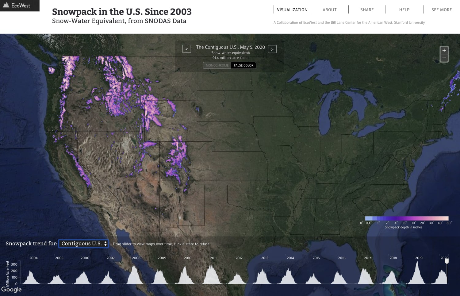 Interactive map shows where there's still snow on the ground in the contiguous U.S.
