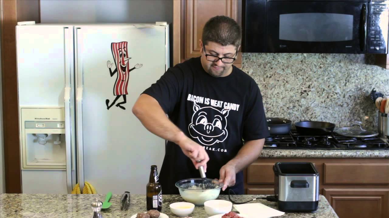 Deep-Fried, Cheese-Stuffed Ground Bacon Burger : Cooking With Bacon