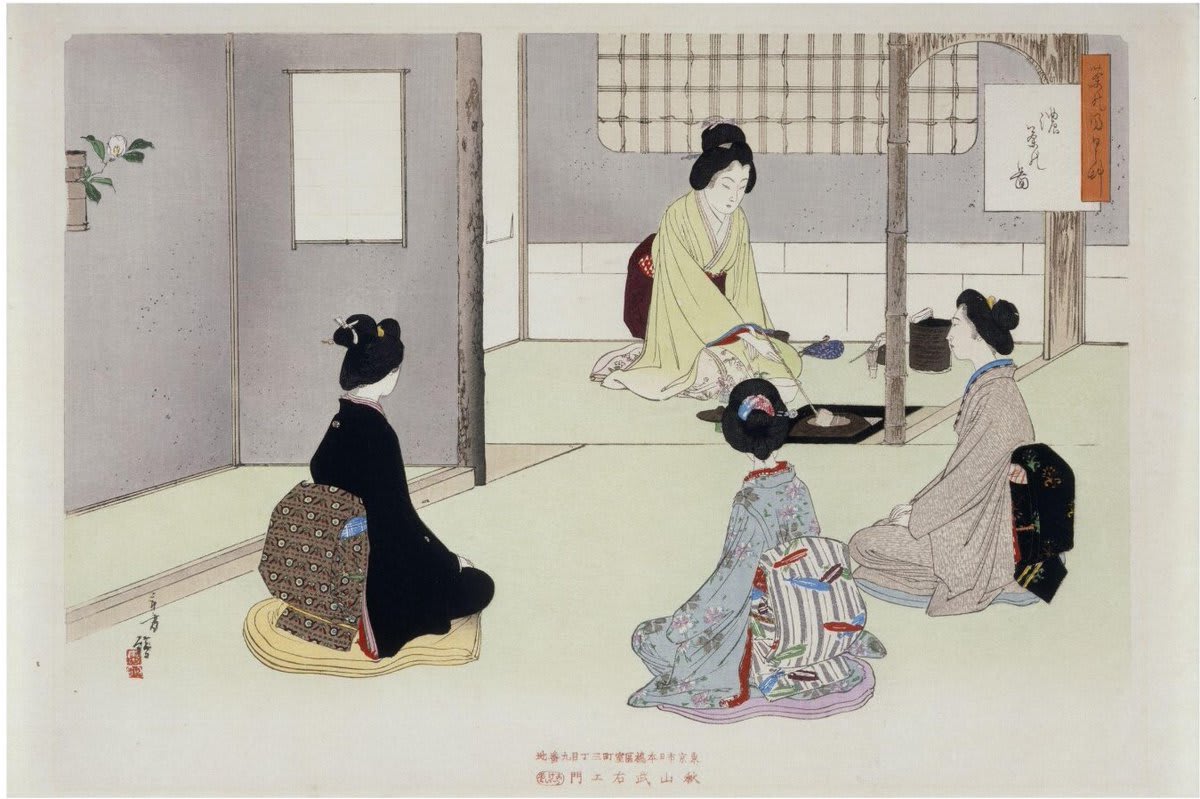 Time for tea? 🍵 Steeped in cultural history and centuries old, Japanese tea ceremonies are considered an art form. These C.19th woodblock prints by artist Mizuno Toshikata depict the intricate process. Explore our Japanese collection:
