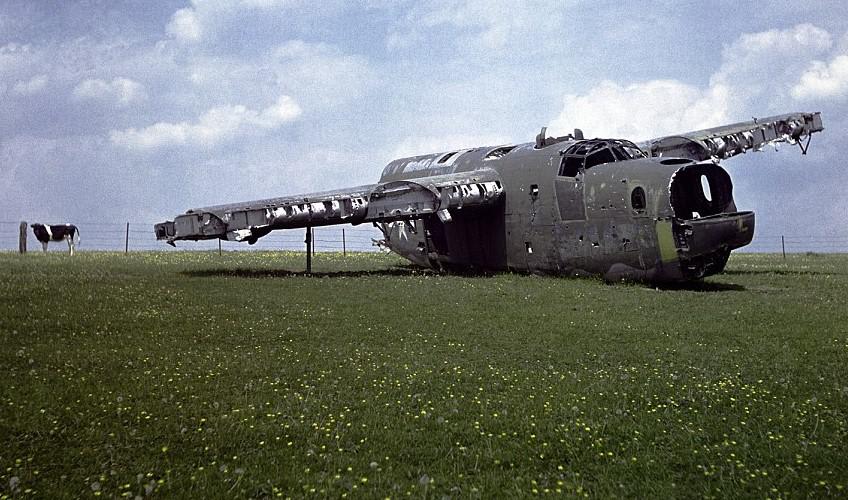 This B-24 Liberator’s wreckage still remained near Reims, France in 1947. Some of these downed planes, especially in remote areas such as Indochina or the Soviet arctic, were still extant in the 1950s.