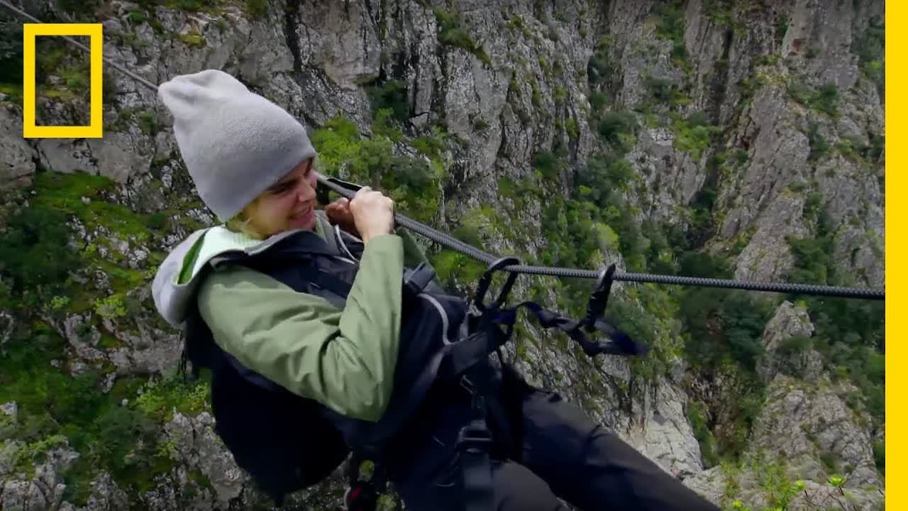 Cara Delevingne Pulls Herself Across a Canyon | Running Wild With Bear Grylls