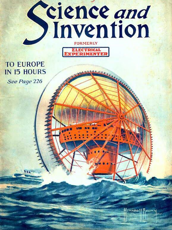 Science and Invention Magazine features this proposal for a “Sea Wheel,” transportation hybrid, that can bring hundreds of passengers at once across the Atlantic in 15 hours. For now it’s science fiction, but soon - reality!