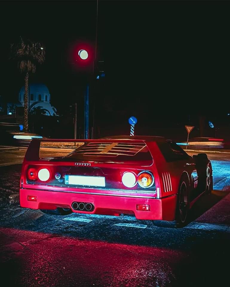 Outrun vibes with this Ferrari F40 in Greece