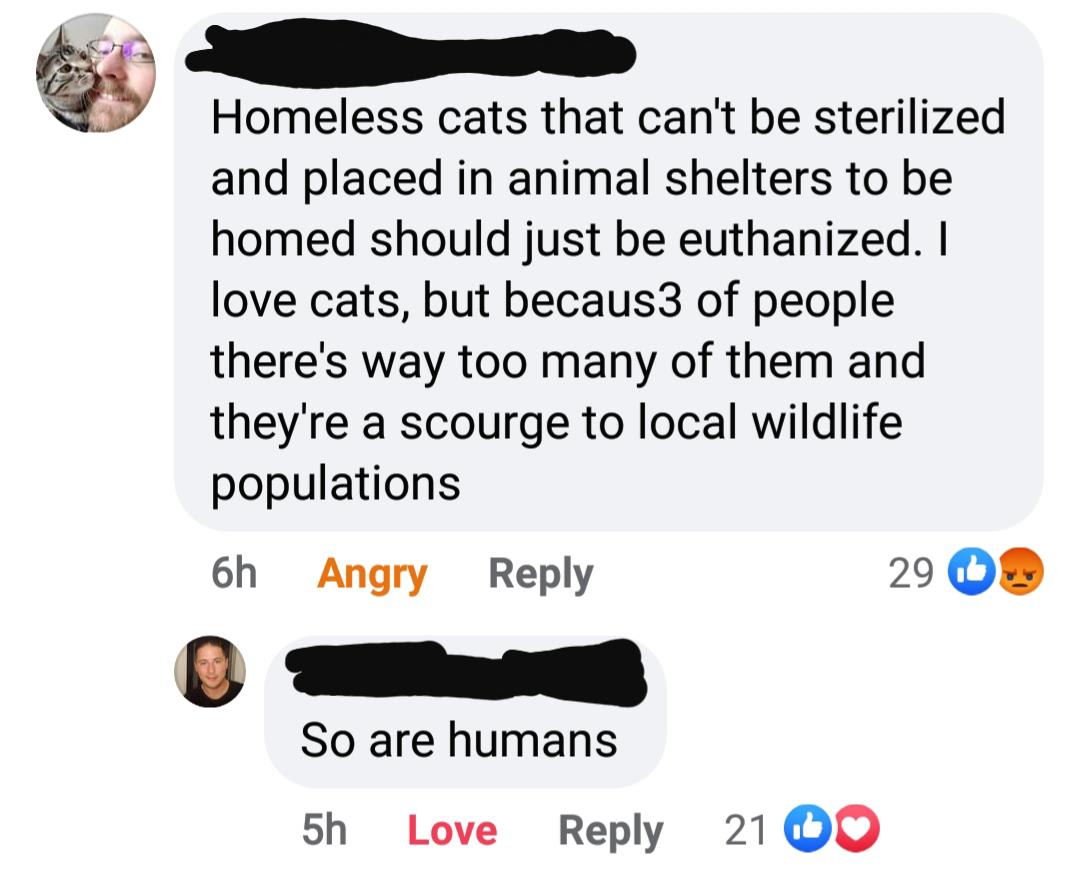 The post was about someone who makes shelters for stray cats.
