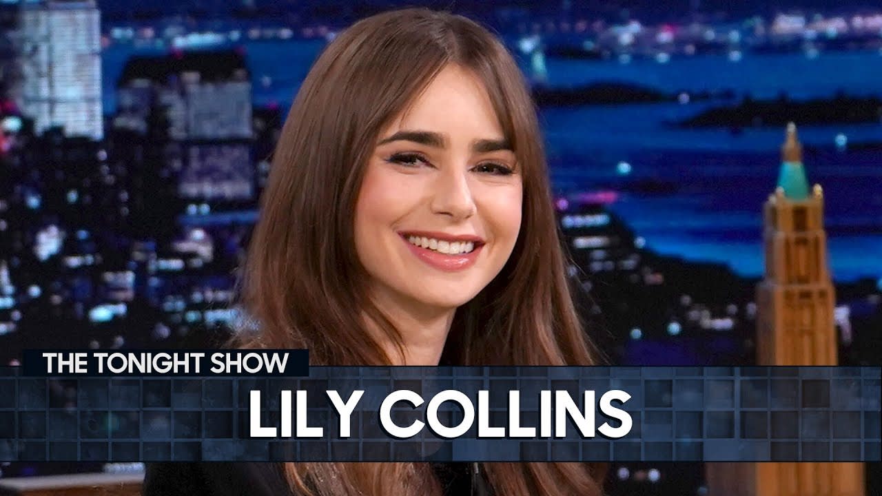 Lily Collins Planned Her Wedding While Shooting Windfall | The Tonight Show Starring Jimmy Fallon