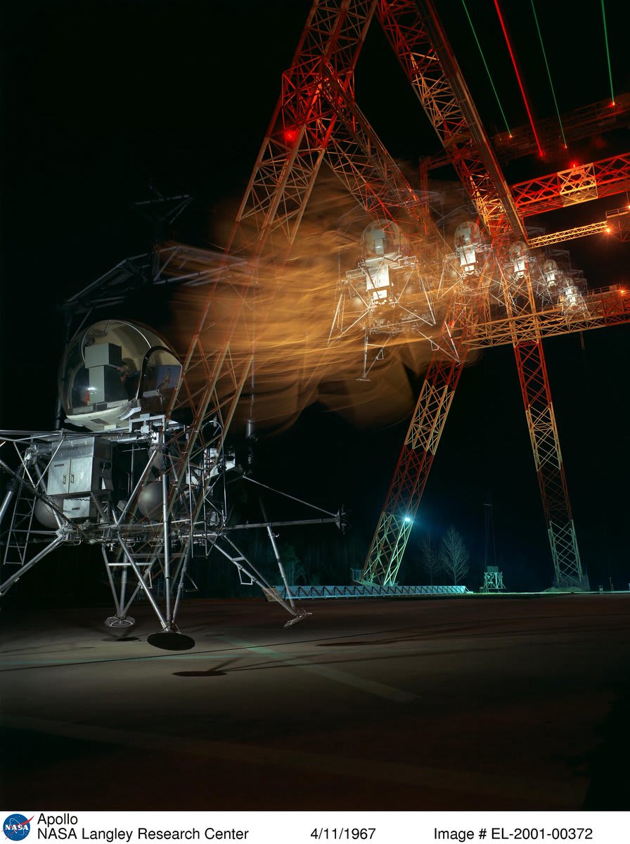 In 1963 the Lunar Landing Research Facility was built at @NASA_Langley to prepare Apollo astronauts for landing on the Moon. In 1974 it became the Impact Dynamics Research Facility, used to conduct tests to make aviation and spaceflight safer. Read more: