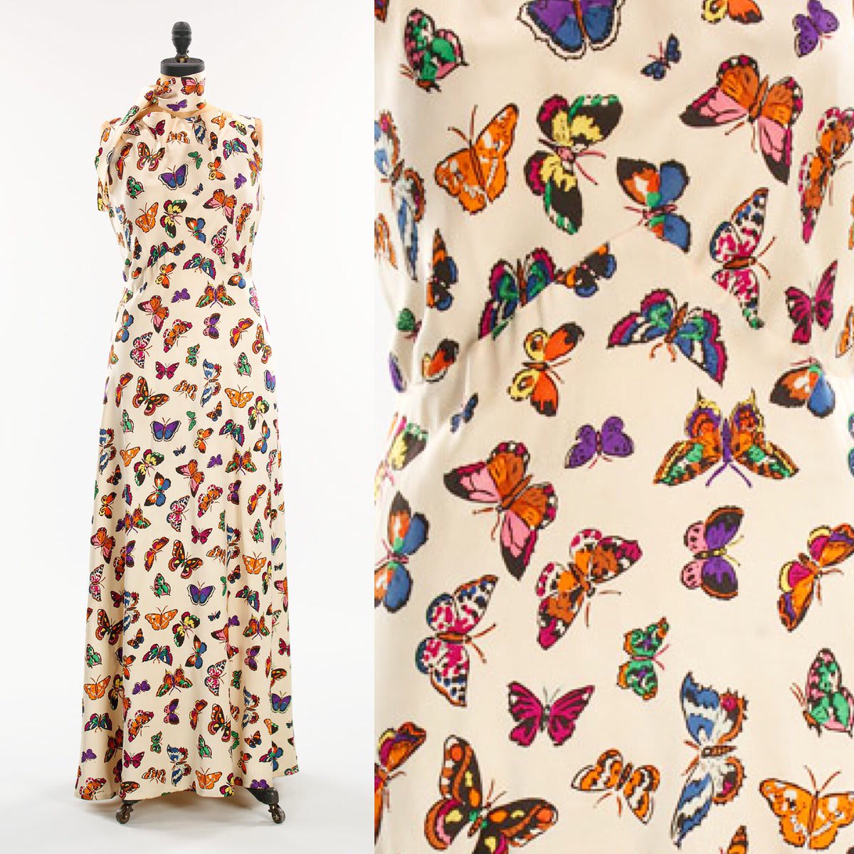 Elsa Schiaparelli's affinity for Surrealism made her the master of whimsical prints, like this summer 1937 butterfly dress. Via