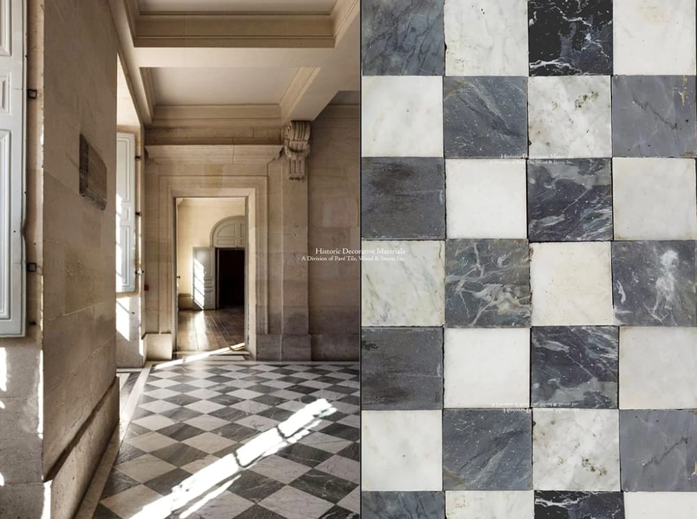 18th Century Italian Antique Black and White Nero & Bianco Carrara Marble Checkered & Octagon Stone Floors