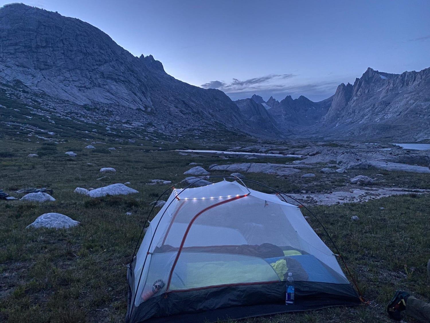 Our cozy campsite on day 3 of a 6 day trip. Tit comb basin and beyond in the wind river range of Wyoming.