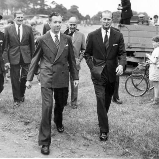 Benjamin Britten walking with Prince Phillip, Duke of Edinburgh. Britten's 'Jubilate', was commissioned by the Duke, and was also performed at his funeral yesterday (link in comments).