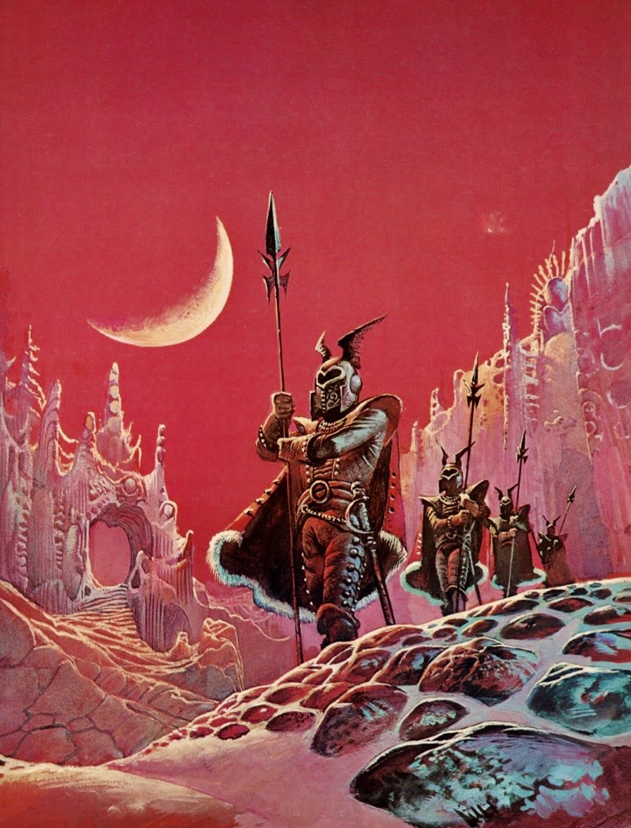 Art by Bruce Pennington from Science Fiction Monthly vol 3 no 1, 1976