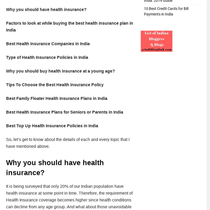 Mix Best Health Insurance Plans In India 2019 Guide