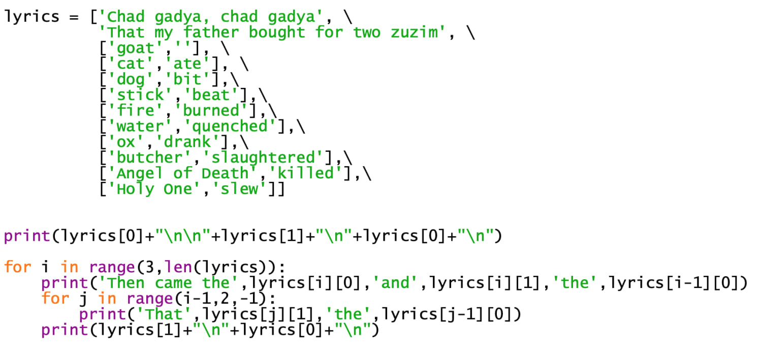 Chad Gadya written in Python