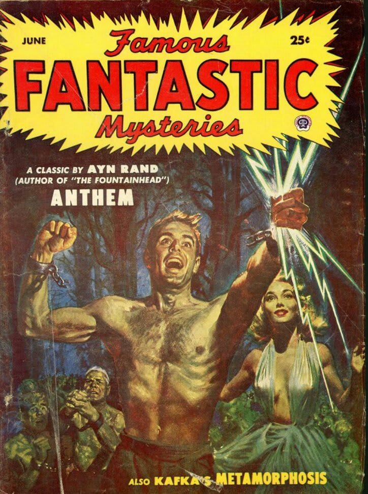 Franz Kafka and Ayn Rand in the last ever issue of Famous Fantastic Mysteries, June 1953.