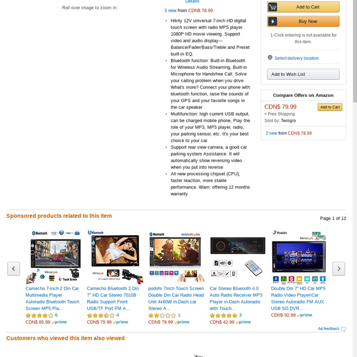 Mix Hikity 7 Inch Hd Car Stereo Player 1080p Touch Screen