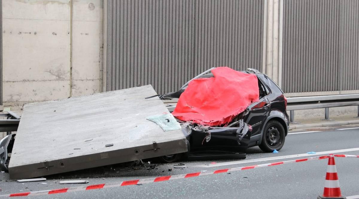 Concrete Slab hits moving car in Cologne Germany, 14.11.2020