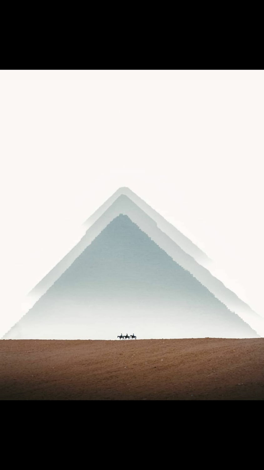 Giza Pyramids in the Mist.
