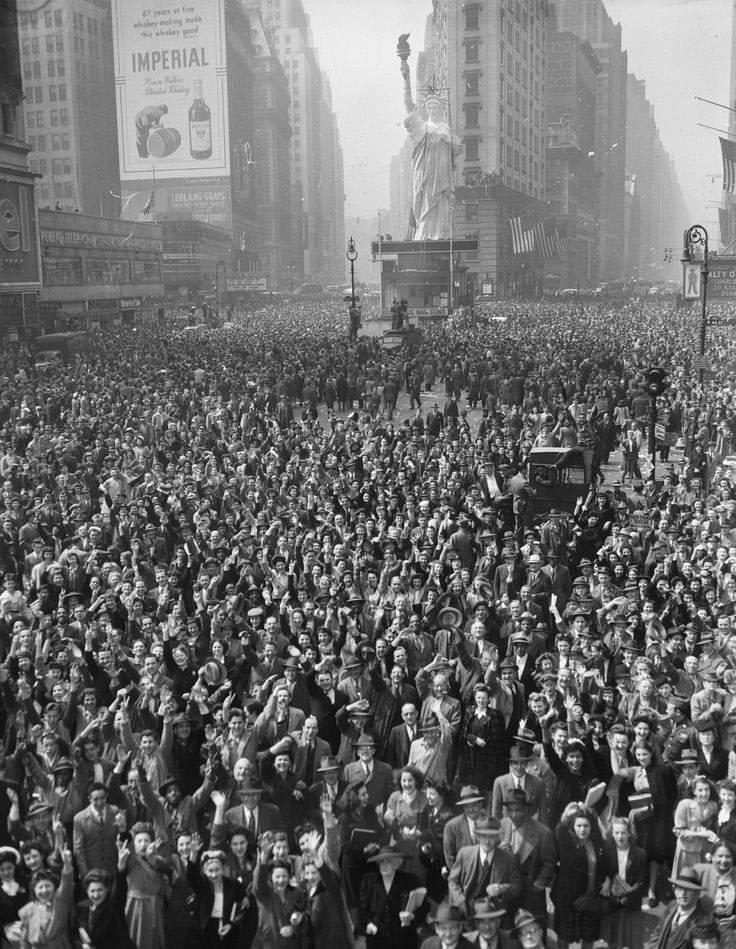 VE Day, 76 years ago today- A massive crowd celebrating the surrender of Germany in Times Square, New York City, on May 8, 1945.