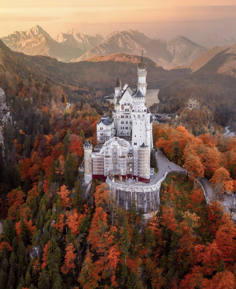 the castle of Neuschwanstein, Germany in autumn