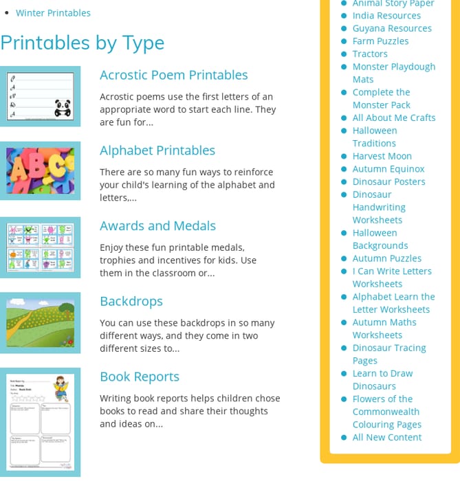 Mix Printables List