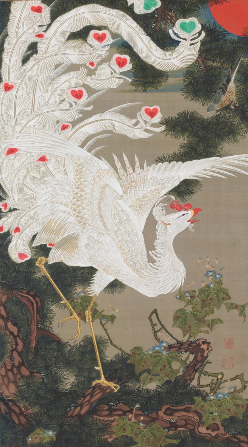 White Phoenix on Old Pine from the Colourful Realm of Living Beings, by Itō Jakuchū, ca. 1757-1766 CE