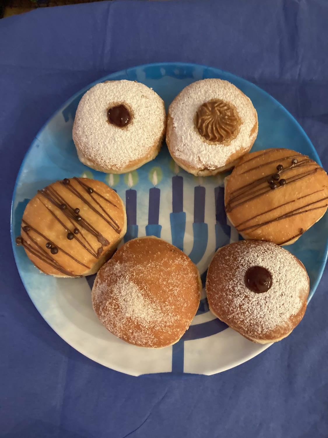 Shavua tov! What are everyone’s thoughts on non-jelly sufganyot? These are chocolate, dulce de leche, coffee vanilla custard, and original jelly!