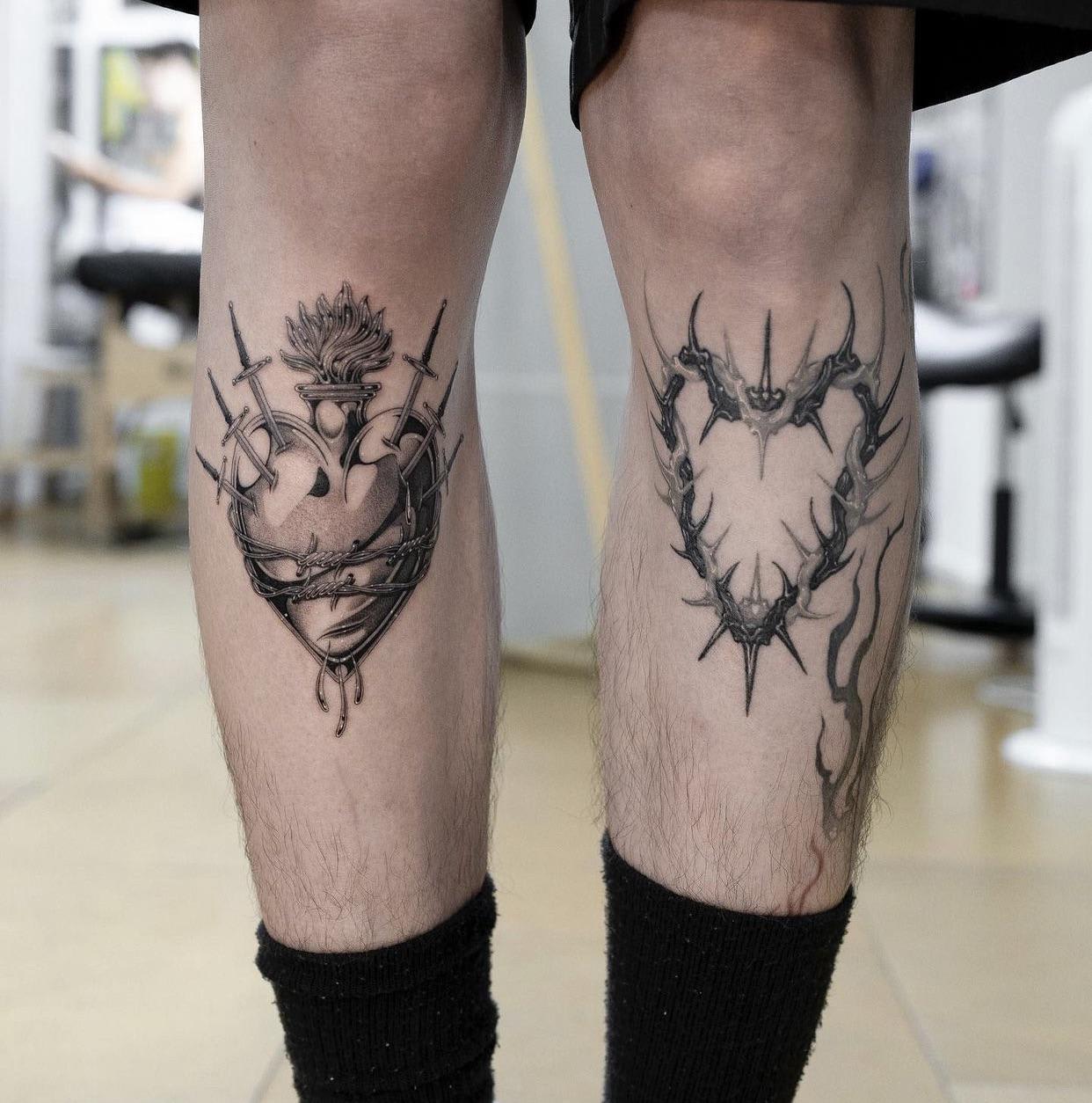 Sacred heart - Gemil grim and Thorn heart - danykim. Tattooers in Busan , South Korea at Bloodcandytattoo
