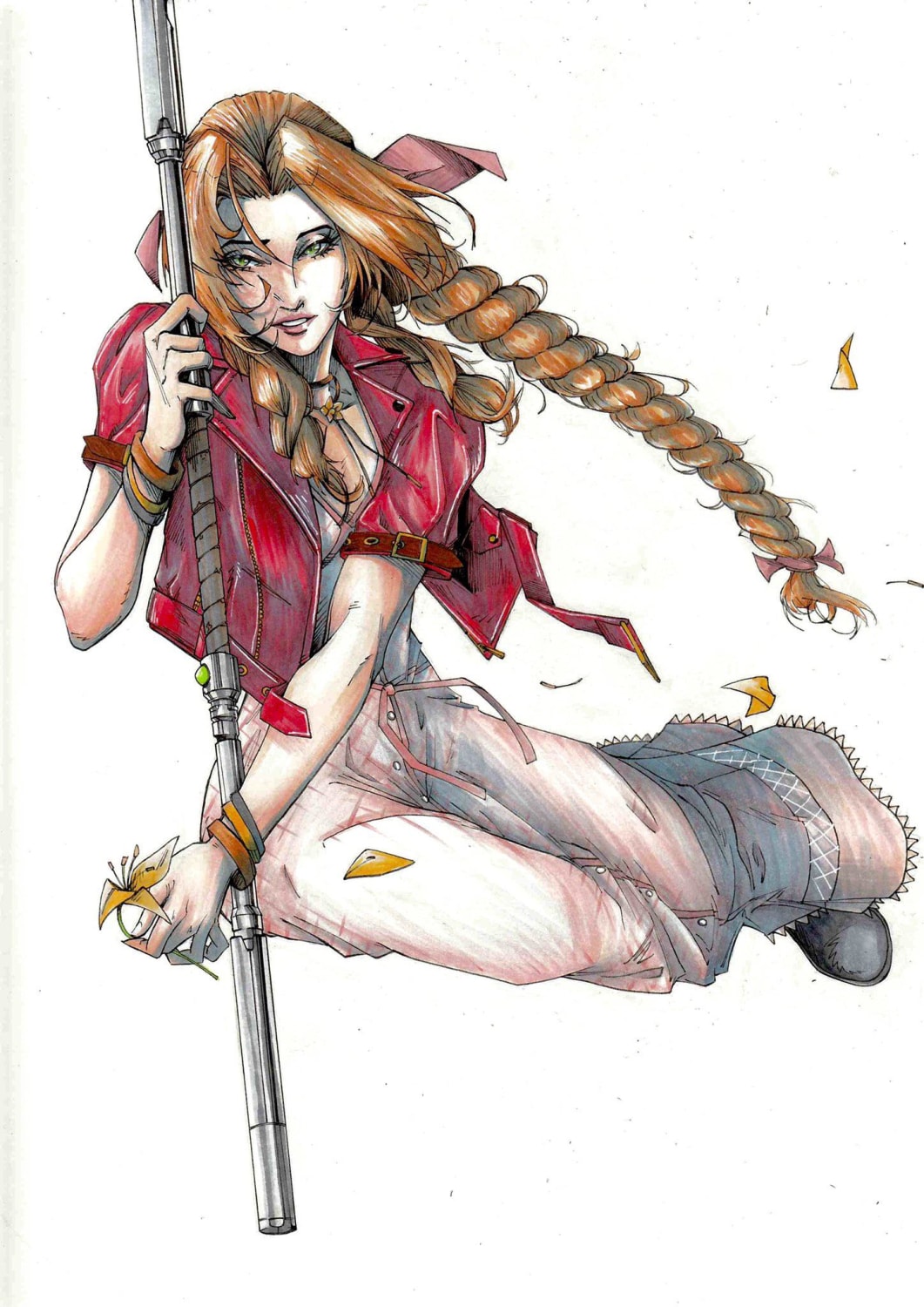 Commission of aerith by me done traditionally!