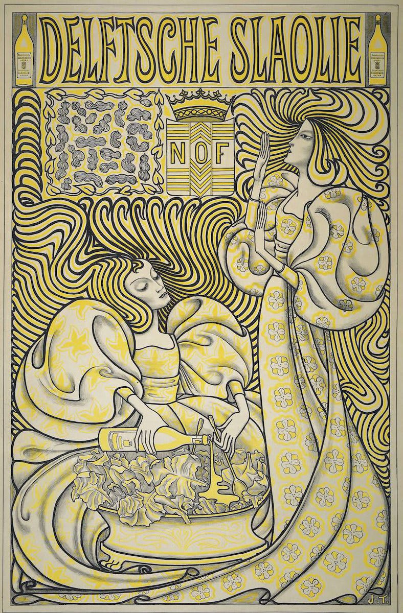 Salad oil advertisement by Jan Toorop. This 1894 poster was so iconic that Dutch Art Nouveau became known as the “salad oil style”. Toorop also made art on less commercial themes, such as loss of faith and death, which you can see more of here: