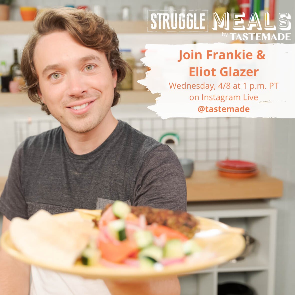 A new day means a new virtual Struggle Meals cooking show with @frankiecooks and guest @eliotglazer, joining remotely from his own home over on @Tastemade's Instagram today at 1 p.m. PT! Join us: