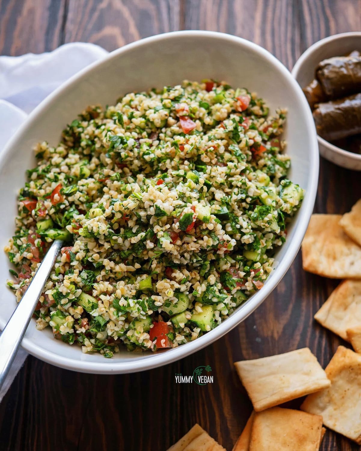 TABBOULEH inspired by the Lebanese salad but made with more Bulgur than traditional tabbouleh. (recipe linked in comments)