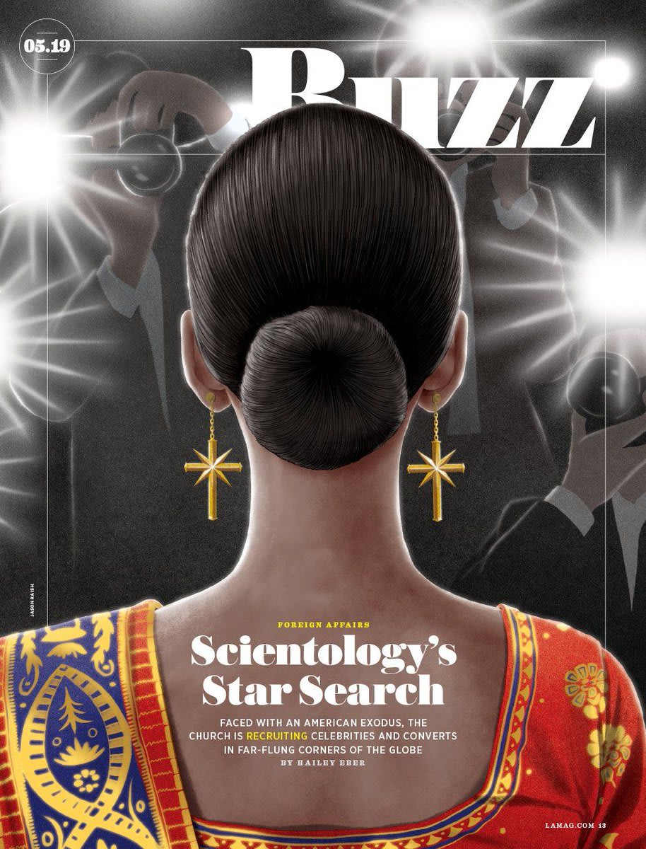 RT @JasonRaish, represented by @folioart: "Faced with an American exodus the Church of Scientology is recruiting celebrities and converts in far-flung corners of the globe. Full page opener for @LAmag https://t.co/RVjFqFCLVc" / Twitter