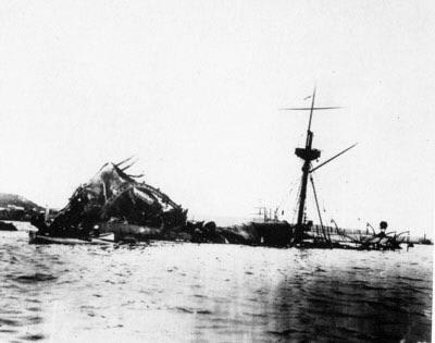 Wreckage of the USS Maine. Havana Harbor, 1898.