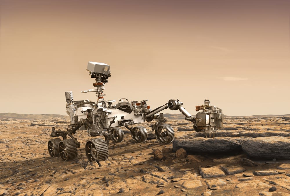 NASA's Perseverance rover is set to explore Mars with: a rock-blasting laser, two microphones, 23 cameras, a system to store samples for later return to Earth, an experiment to pull oxygen from Mars thin, atmosphere, and even a small helicopter.