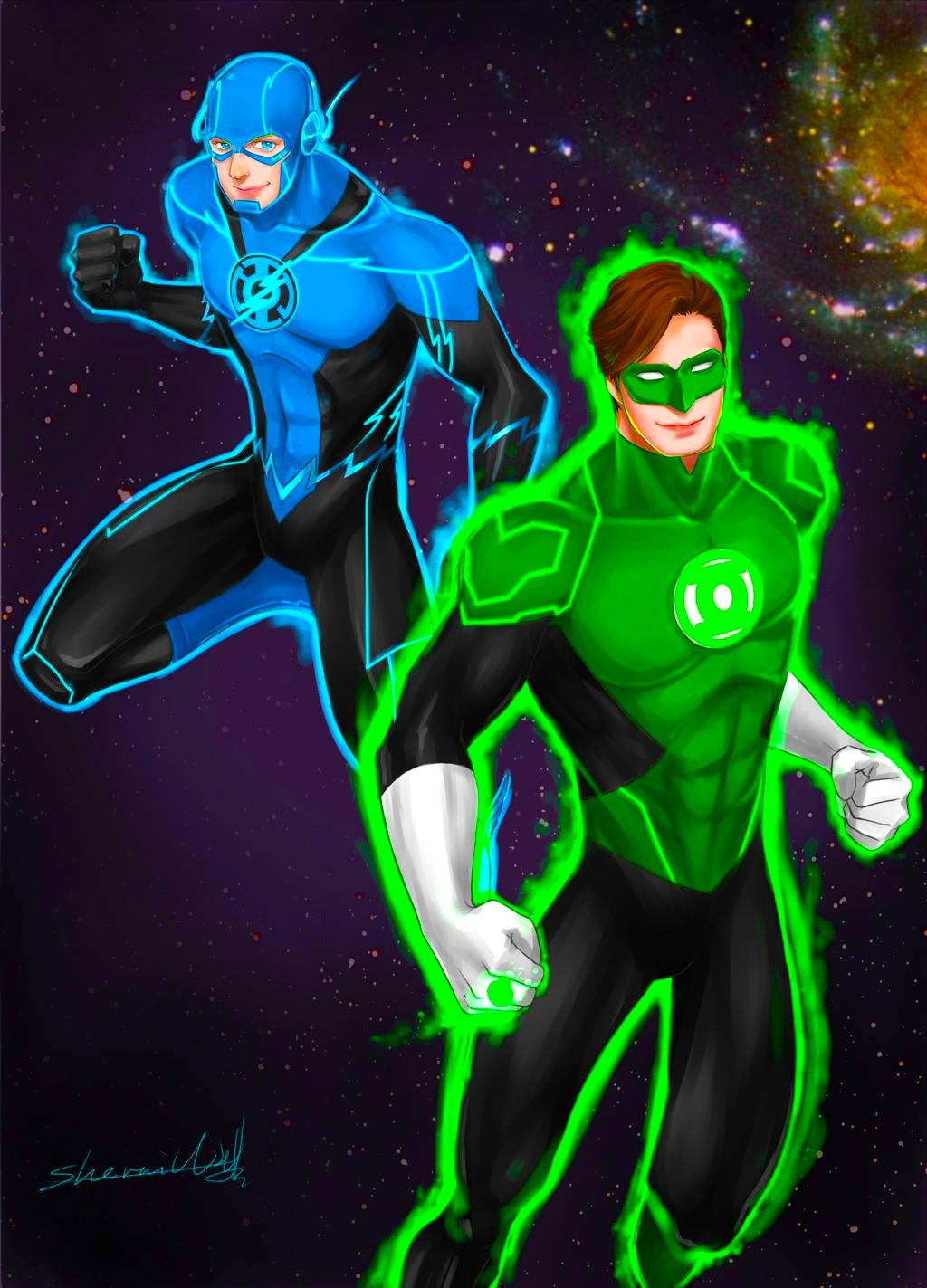 [Artwork] "Blue Lantern Flash and Green Lantern" by sherrill018