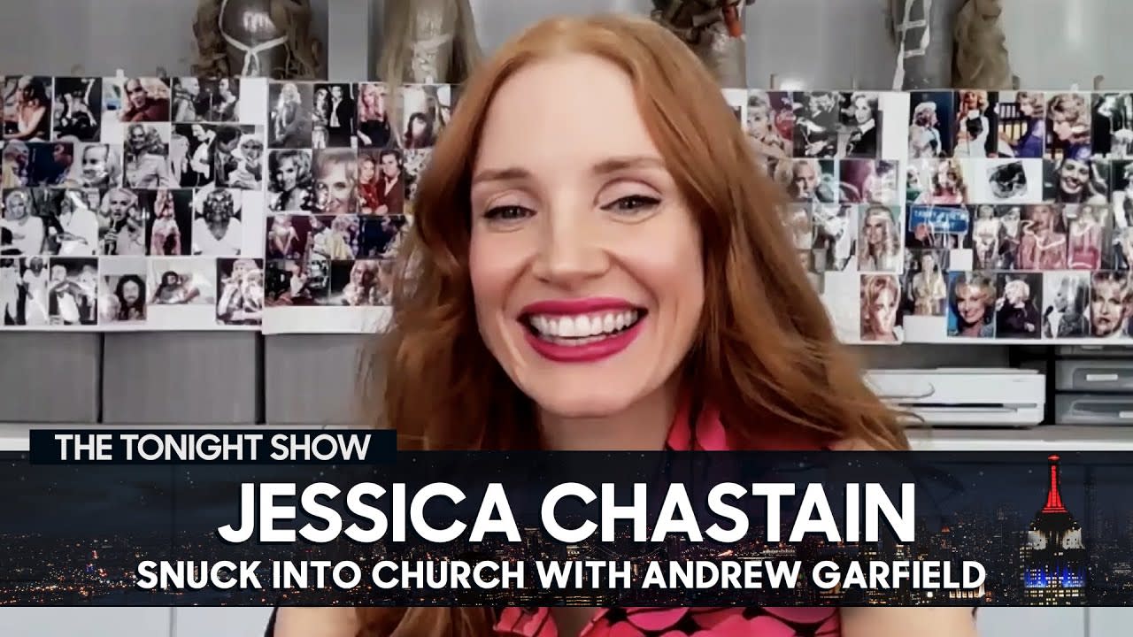 Jessica Chastain & Andrew Garfield Went to Church to Prep for The Eyes of Tammy Faye | Tonight Show