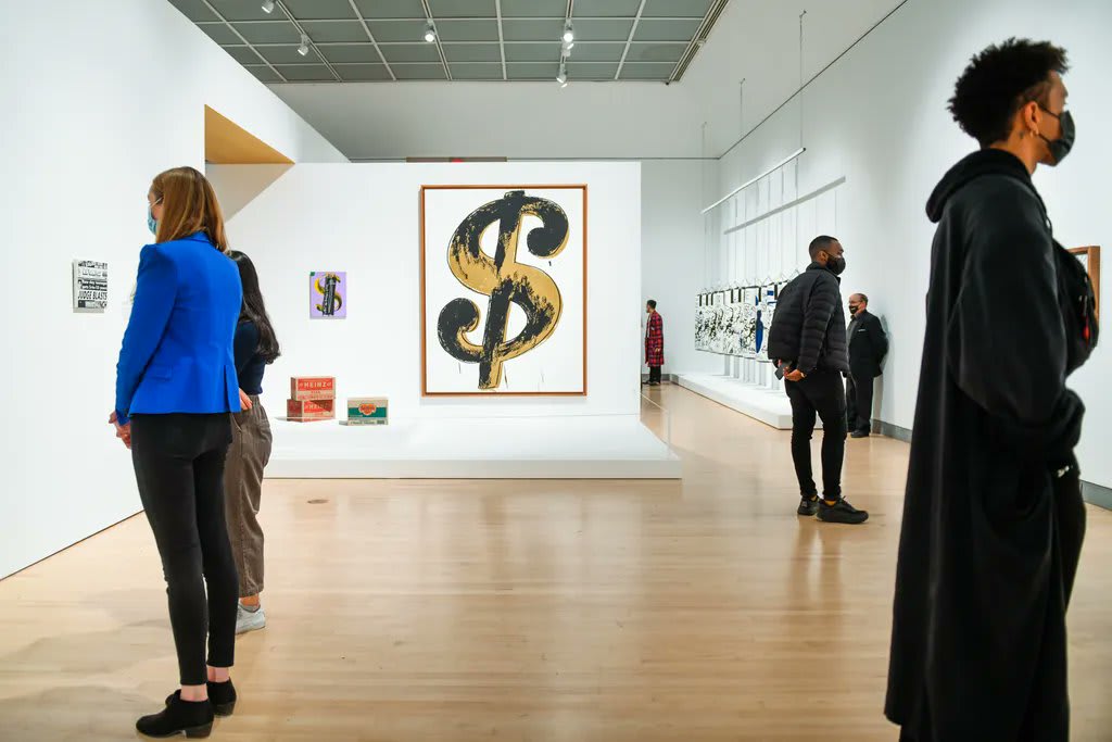 From translating branded home goods into Pop-inflected contemporary relics, to adoration of the rich and famous to paintings glorifying the dollar, Warhol canonized consumerism and commercialism in his art and life, embodying American capitalism. 🎟